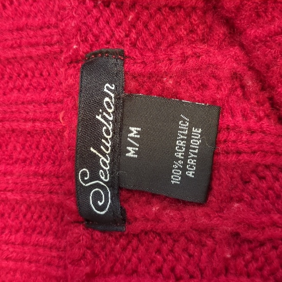 Seduction Women's Long-sleeve V-neck Red Colour Sweater Size Medium - Picture 10 of 11